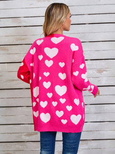 Heart Open Front Long Sleeve Cardigan (multiple color options)