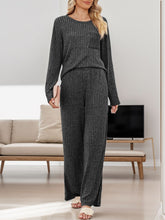 Load image into Gallery viewer, Round Neck Long Sleeve Top and Pants Lounge Set  (multiple color options)
