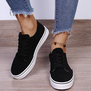 Lace-Up Suedette Flat Sneakers  (multiple color options)