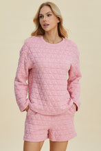 Load image into Gallery viewer, Texture Round Neck Long Sleeve Top and Shorts Set  (multiple color options)
