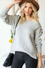 Load image into Gallery viewer, Side Slit Boat Neck Long Sleeve Sweater
