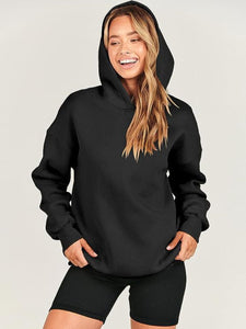 Dropped Shoulder Long Sleeve Hoodie (multiple color options)