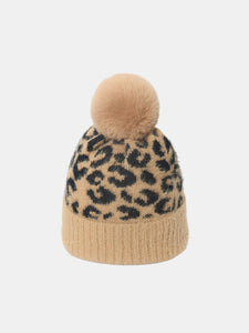 Leopard Hat with Pompom (multiple color options)