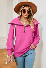 Load image into Gallery viewer, Half Zip Lantern Sleeve Sweatshirt  (multiple color options)
