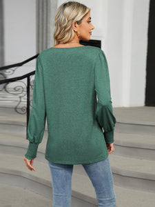 V-Neck Lantern Sleeve Top (multiple color options)