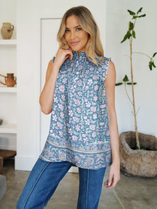 Frill Printed Mock Neck Top (multiple color options)