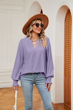 Load image into Gallery viewer, Notched Neck Flounce Sleeve Blouse (multiple color options)
