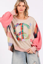 Load image into Gallery viewer, Contrast Peace Patch Dropped Shoulder Sweatshirt
