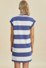 Load image into Gallery viewer, Striped Round Neck Cap Sleeve Mini Dress (multiple color options)
