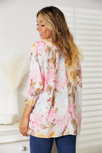 Load image into Gallery viewer, Floral Round Neck Three-Quarter Sleeve Top
