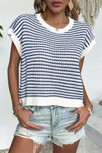 Load image into Gallery viewer, Striped Round Neck Cap Sleeve Sweater (multiple color options)
