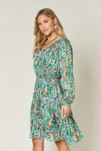 Load image into Gallery viewer, Printed Drawstring Waist Long Sleeve Dress (2 color options)
