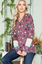 Load image into Gallery viewer, Polka Dot Drawstring Hoodie in Plum
