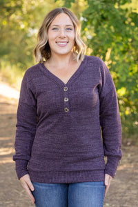 Brittany Long Sleeve Button Sweater - Purple