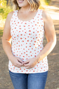 Luxe Crew Tank Top - Micro Ivory Floral