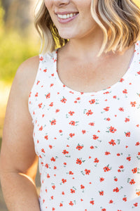 Luxe Crew Tank Top - Micro Ivory Floral