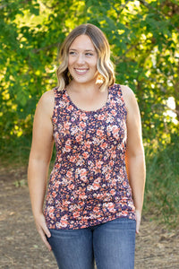 Luxe Crew Tank - Navy Floral Mix | Women's Tank Top