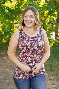 Luxe Crew Tank - Navy Floral Mix | Women's Tank Top