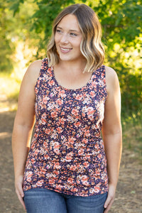 Luxe Crew Tank - Navy Floral Mix | Women's Tank Top