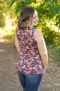 Luxe Crew Tank - Navy Floral Mix | Women's Tank Top