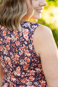 Luxe Crew Tank - Navy Floral Mix | Women's Tank Top