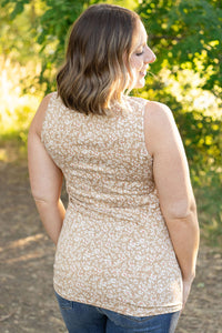 Luxe Crew Tank Top - Tan Floral