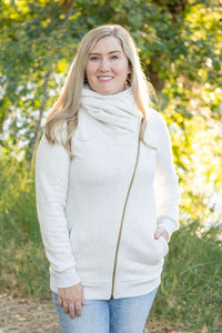 Quinn Zip Up Cowl Hoodie - Oatmeal