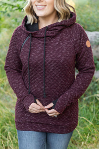 sawyer singlehood quilted burgundy omens hoodie