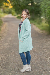 Madison Cozy Cardigan - Sage/Blue Mix