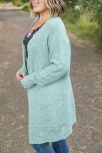 Madison Cozy Cardigan - Sage/Blue Mix