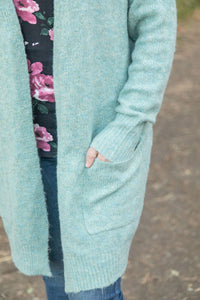 Madison Cozy Cardigan - Sage/Blue Mix