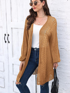 Cable-Knit Open Front Long Sleeve Cardigan (multiple color options)