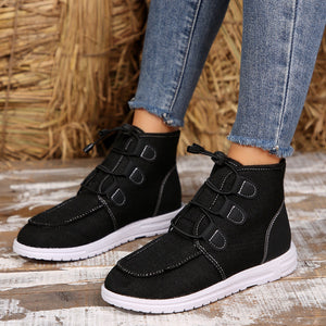 Lace-Up Round Toe Flat Sneakers (2 color options)