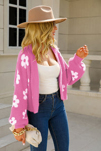 Floral Open Front Fuzzy Cardigan (multiple color options)