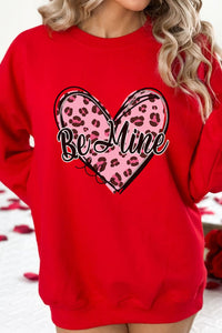 Valentine's Day BE MINE Heart Long Sleeve Graphic Sweatshirt