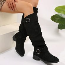 Load image into Gallery viewer, Buckle Round Toe Block Heel Boots (multiple color options)
