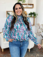 Load image into Gallery viewer, Printed Smocked Long Sleeve Blouse
