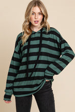 Load image into Gallery viewer, Drawstring Striped Dropped Shoulder Hoodie
