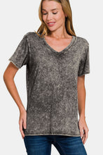 Load image into Gallery viewer, Washed Short Sleeve V-Neck T-Shirt in Dark Grey
