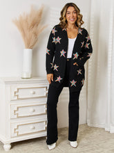 Load image into Gallery viewer, Star Pattern Open Front Cardigan with Pockets (multiple color options)
