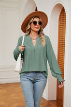 Load image into Gallery viewer, Notched Neck Flounce Sleeve Blouse (multiple color options)
