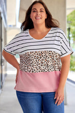 Load image into Gallery viewer, Striped Leopard Round Neck Half Sleeve T-Shirt
