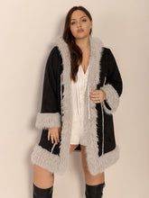 Load image into Gallery viewer, Fuzzy Trim Open Front Long Sleeve Hooded Coat
