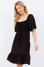 Load image into Gallery viewer, Ruffle Hem Short Sleeve Smocked Dress (multiple color options)
