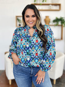 Printed Balloon Sleeve Blouse