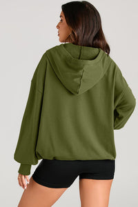 Pocketed Half Zip Long Sleeve Hoodie (multiple color options)