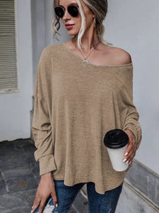 Double Tie Drop Shoulder Long Sleeve Top (multiple color options)