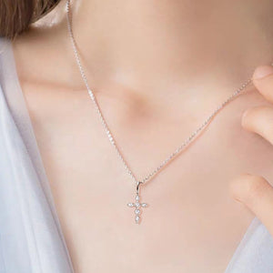 925 Sterling Silver Moissanite Cross Pendant Necklace (gold or silver)