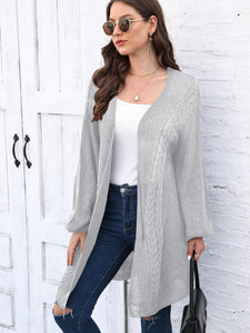 Cable-Knit Open Front Long Sleeve Cardigan (multiple color options)