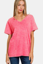 Load image into Gallery viewer, Washed Short Sleeve V-Neck T-Shirt in Strawberry
